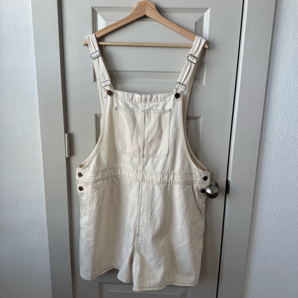 Madewell NWT Denim Oversized Carpenter Shortalls Tile White:Raw Hem Edition XXL - Picture 6 of 9